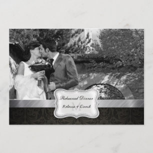 Convite Jantar de ensaio preto elegante do casamento tema