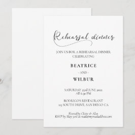 Convite Jantar de ensaio romântico e elegante com caligraf