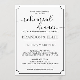 Convite Jantar de ensaio simplesmente elegante da