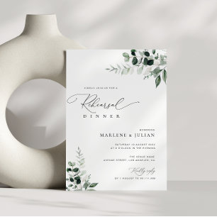 Convite jantar de ensaio verde elegante sage