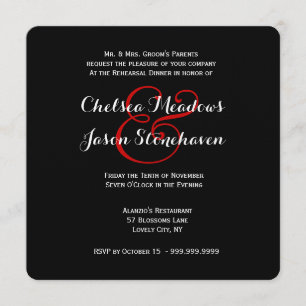 Convite Jantar de ensaio VERMELHO 7 do laço do damasco do