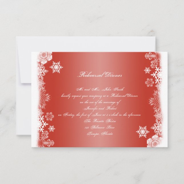 Convite Jantar de ensaio vermelho e branco do casamento (Frente)