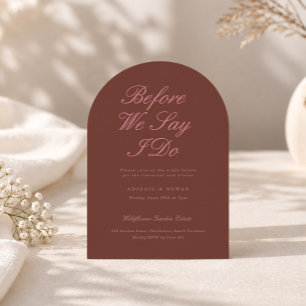 Convite Jantar de Ensaios Arqueado Dusty Rose Brown
