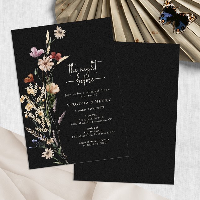 Convite Jantar de Ensaios Black Elegante (Black Elegant Rehearsal Dinner Invitation by Painted Paperie
)