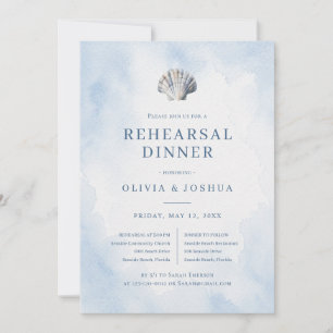 Convite Jantar de Ensaios Blue Seashell Beach