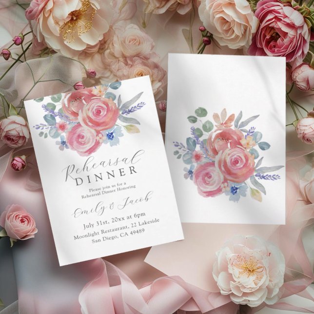 Convite Jantar de Ensaios Boho Blush Rose (Criador carregado)