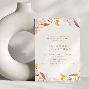 Convite Jantar de Ensaios Boho em Aquarela Floral de Outon