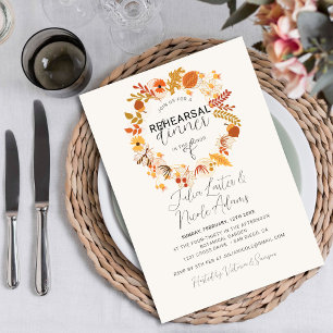 Convite Jantar de Ensaios Boho Rústico Floral Outono