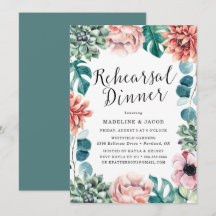 Jantar de Ensaios Boho Watercolor Suculentas