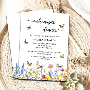 Convite Jantar de Ensaios Borboletas e Flores Silvestres