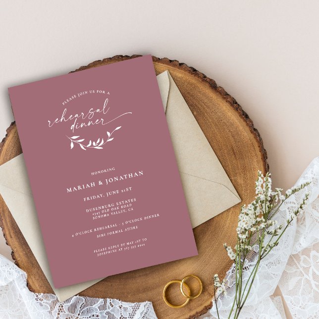 Convite Jantar de Ensaios Botânico Rosa Elegante (Criador carregado)