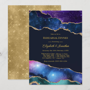 Convite Jantar de Ensaios Celestiais com Ágata Brilho Fals