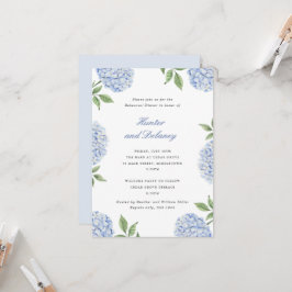 Convite Jantar de Ensaios Clássico Flor de Hortênsia Azul,