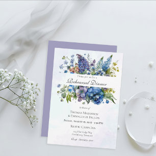 Convite Jantar de Ensaios com Aquarela Azul-Violeta Boêmio
