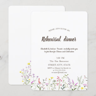 Convite Jantar de Ensaios com Aquarela de Flores Silvestre