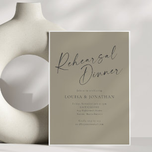 Convite Jantar de Ensaios com Elegante Poeira de Oliva em 