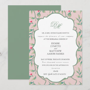 Convite Jantar de Ensaios com Giz Rosa e Verde Manjericão