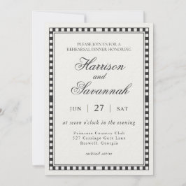 Convite Jantar de Ensaios com Xadrez Harlequim Preto