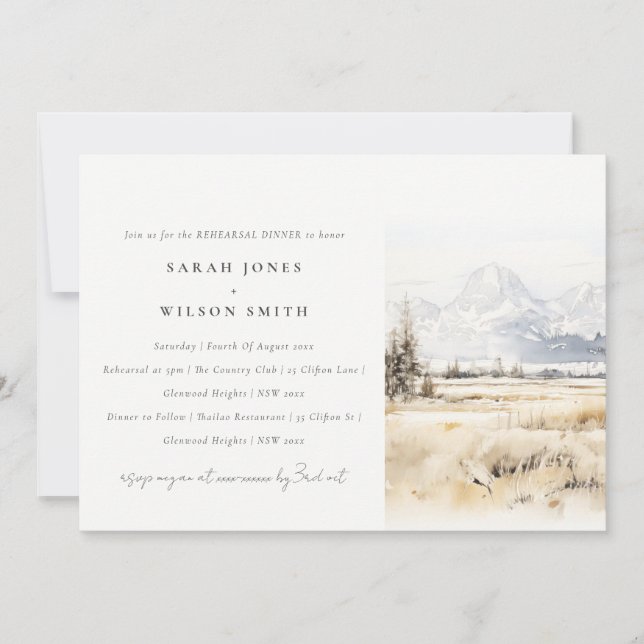 Convite Jantar de Ensaios da Paisagem de Jackson Hole Wyom (Frente)