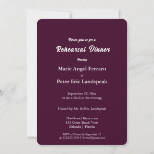 Convite Jantar de Ensaios Dark Plum Burgundy