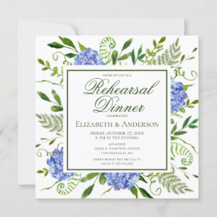 Convite Jantar de Ensaios de Aquarela Floral de Hortênsias