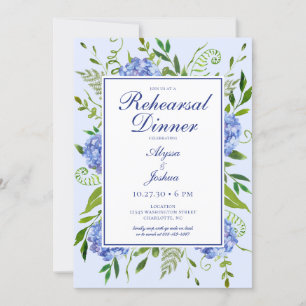 Convite Jantar de Ensaios de Aquarela Floral de Hortênsias