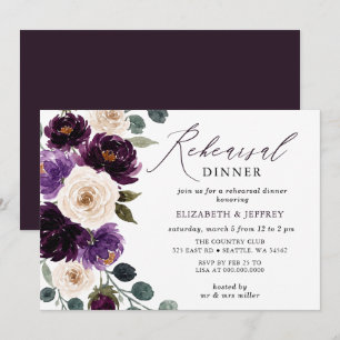 Convite Jantar de Ensaios de Berinjela Roxa Plum Ivory