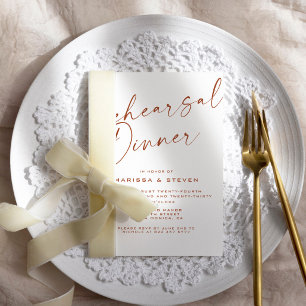 Convite Jantar de Ensaios de Caligrafia Elegante Terra Cot