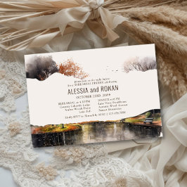 Convite Jantar de Ensaios de Casamento Aquarela no Lago Co