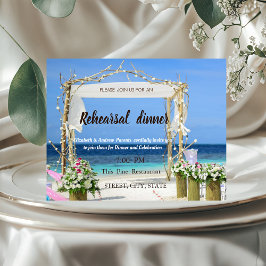 Convite Jantar de Ensaios de Casamento Beach Arbor Floral