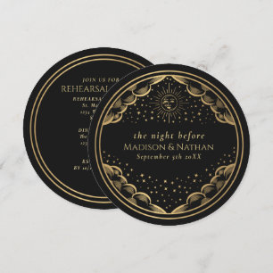 Convite Jantar de Ensaios de Casamento Black Tarot Sol e L