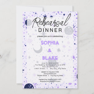 Convite Jantar de Ensaios de Casamento Celestial Preto e R