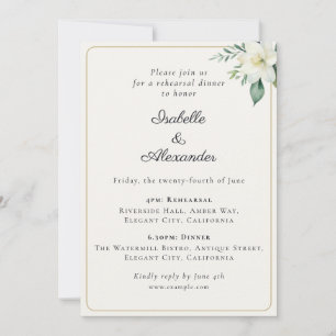 Convite Jantar de Ensaios de Casamento Clássico com Elegan