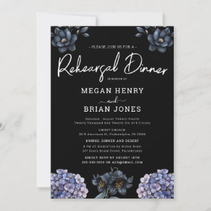 Convite Jantar de Ensaios de Casamento Clássico Moody Blac