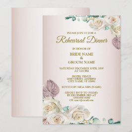 Convite Jantar de Ensaios de Casamento com Aquarela de Ros