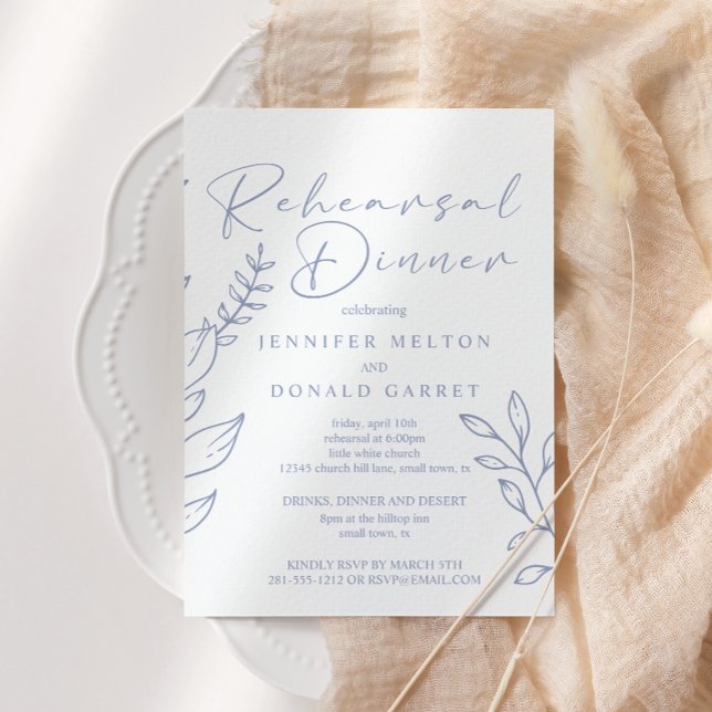 Convite Jantar de Ensaios de Casamento com Flores de Vinca (Criador carregado)