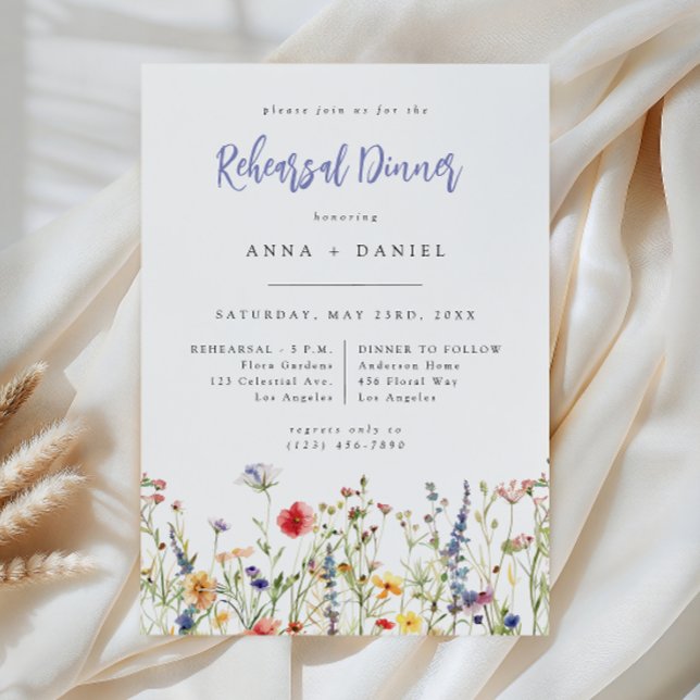 Convite Jantar de Ensaios de Casamento com Flores Silvestr (Criador carregado)
