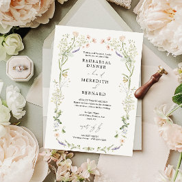 Convite Jantar de Ensaios de Casamento com Flores Silvestr