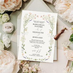 Convite Jantar de Ensaios de Casamento com Flores Silvestr