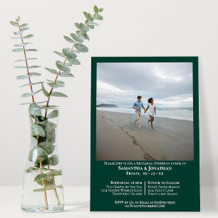 Convite Jantar de Ensaios de Casamento com Foto Verde Esme