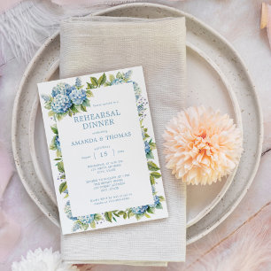 Convite Jantar de Ensaios de Casamento com Hortênsias Azui