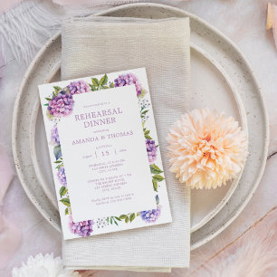 Convite Jantar de Ensaios de Casamento com Hortênsias Rosa