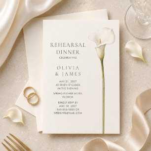 Convite Jantar de Ensaios de Casamento com Lírio Calla Bra
