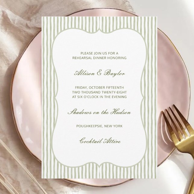 Convite Jantar de Ensaios de Casamento com Listra de Aquar (Criador carregado)