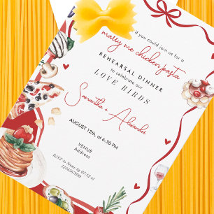 Convite Jantar de Ensaios de Casamento com Macarrão de Fra