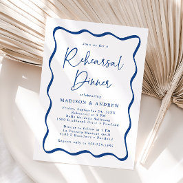 Convite Jantar de Ensaios de Casamento com Moldura Azul Mo