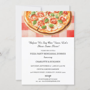 Convite Jantar de Ensaios de Casamento com Pizza Rústica e