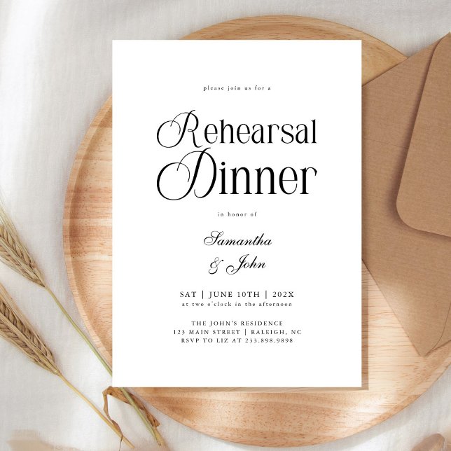 Convite Jantar de Ensaios de Casamento com Roteiro Chic Mo (Criador carregado)