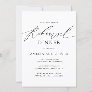 Convite Jantar de Ensaios de Casamento com Roteiro Minimal