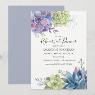 Convite Jantar de Ensaios de Casamento com Suculentas em A